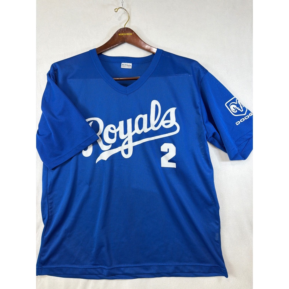 Kansas City Royals #2 Signed by John Buck! Baseball Jersey Blue Mesh Mens XL